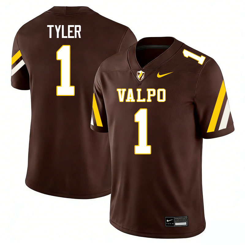 Valparaiso Beacons #1 Caron Tyler College Football Jerseys,Uniforms-Brown